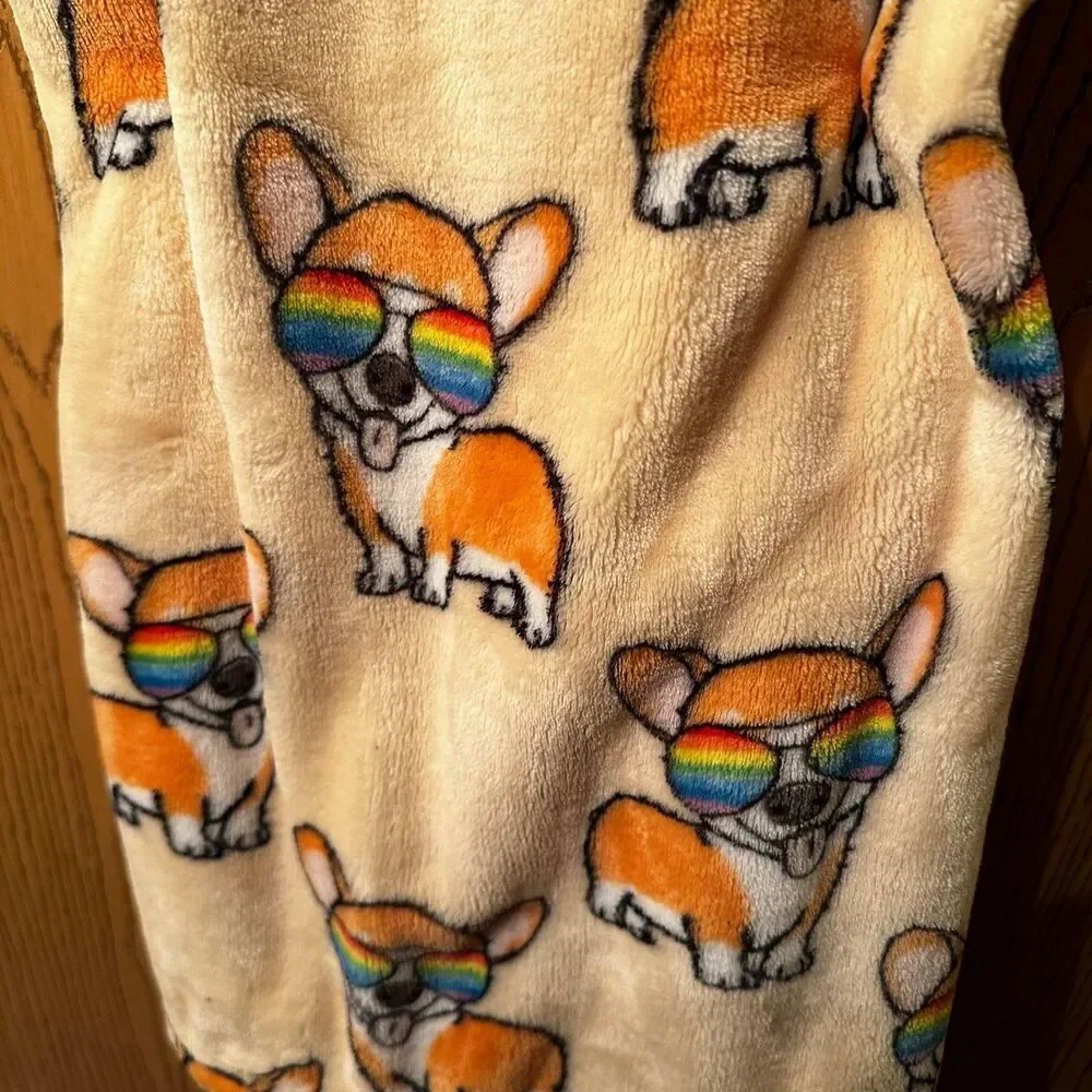 Pride Rainbow Corgi Oversized Throw Blanket